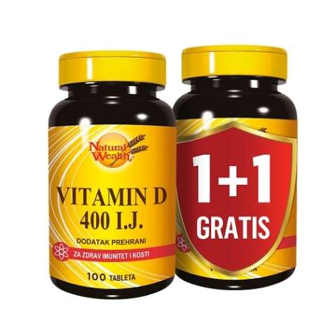 NATURAL WEALTH VITAMIN D 400 I.J. A100 1+1 GRATIS